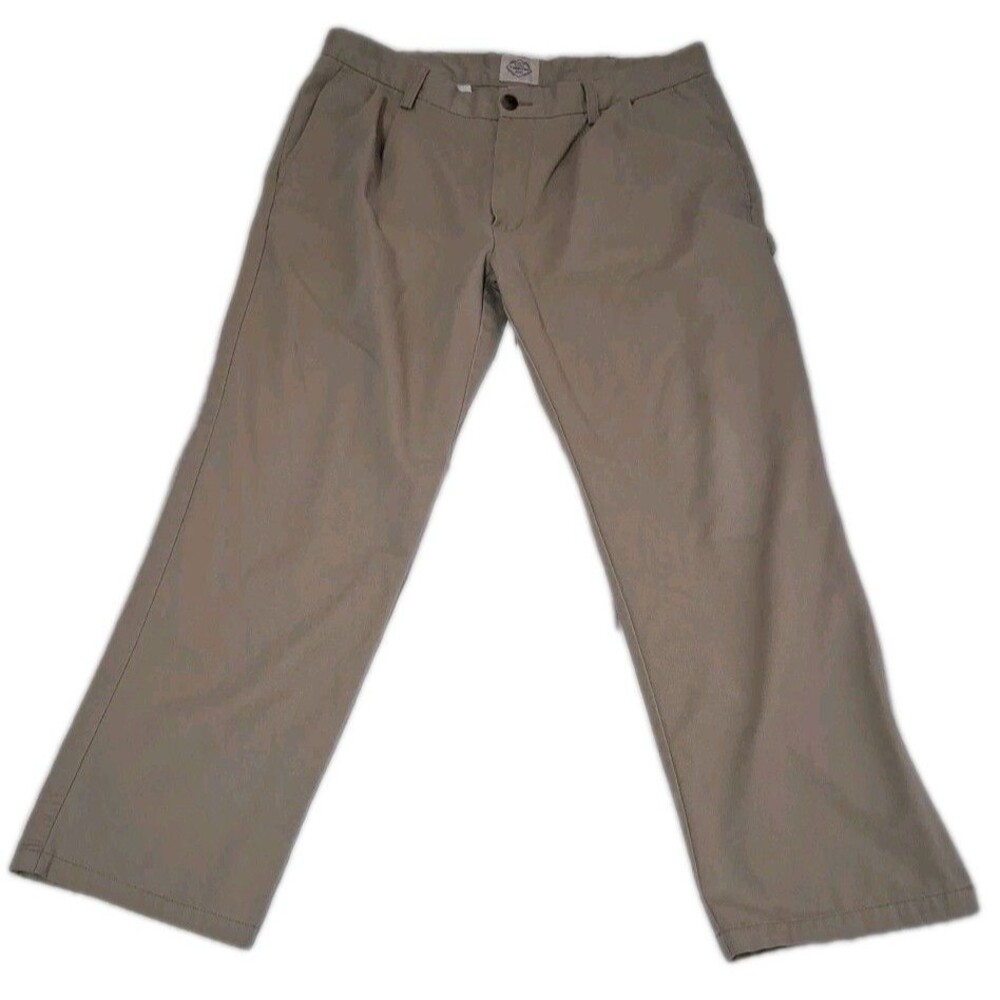 St Johns Bay Men's Easy Care Flat Front Khaki Dress Pants 36x29 Mid Rise
